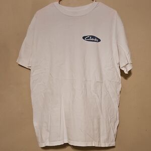 Clarks White Short Sleeve Tee with Navy Chest Logo